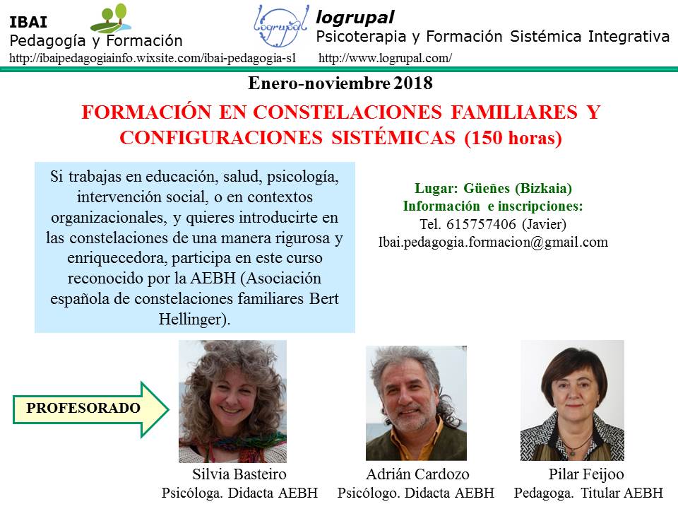 Formación en Constelaciones Familiares y Configuraciones Sistémicas en Bilbao Nivel 3 (del 15 al 17 de junio)